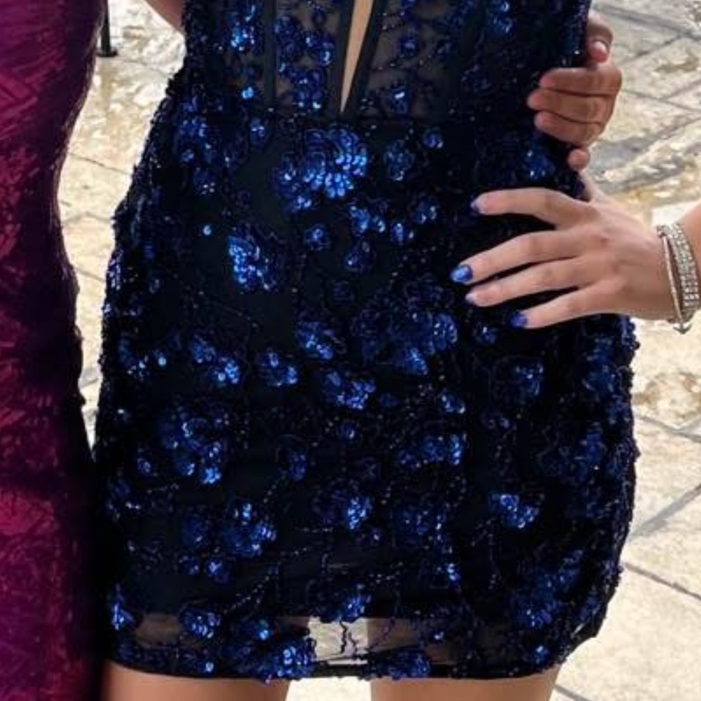 Dazzling Midnight Blue Sequin Mini Dress